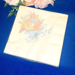 Vintage Hallmark Paper Napkins Set 16 New NOS Bridal Baby Shower Floral